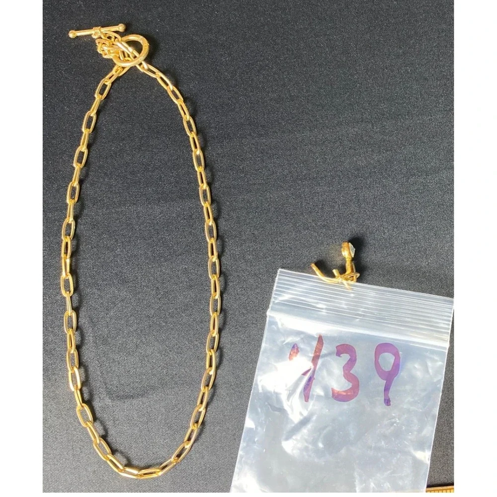 Gold tone Chain‎ Necklace With Bow Charm